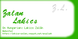 zalan lakics business card