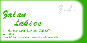 zalan lakics business card